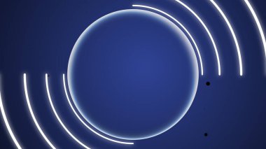 Beyaz neon yuvarlak çerçeve, daire, halka şeklinin 3d görüntüsü.