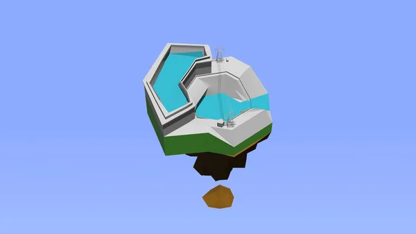 3D-Rendering von Low-Poly-Inseln für Öko im Polygon-Stil. — Stockfoto