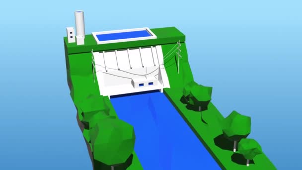 Vidéo 4k de vue isométrique concept basse énergie verte poly. — Video