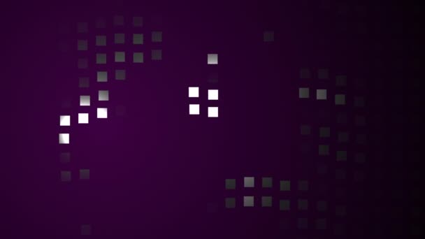 Фиолетовый фон с хаотичными квадратами в движении в 4k абстрактном видео. — стоковое видео
