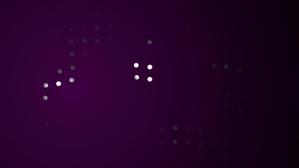Fond violet avec des points chaotiques en mouvement en vidéo abstraite 4k. — Video