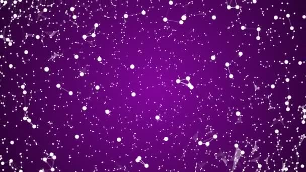 紫のプレキシスの背景とともにリンクされたドットとライン4kビデオ. — ストック動画