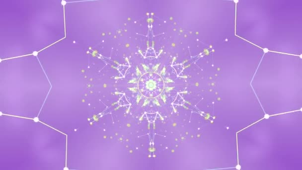 Пастельно-фиолетовый фон с туннелем частиц сплетения. — стоковое видео