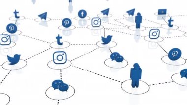 Beyaz arkaplanda mavi twitter kuş sosyal ağ simgeleri.