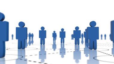 White background with standing blue silhouettes.