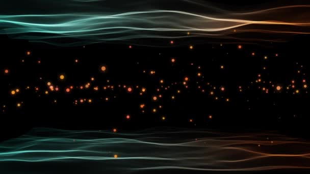 Спінінг світяться частинки на темному фоні в 4k відео . — стокове відео