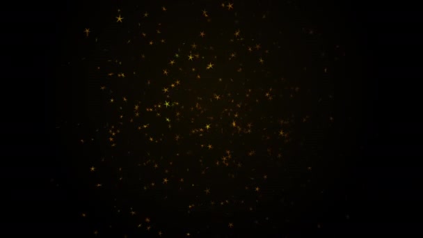 Abstrakte elegante Goldglitzersternpartikel fließen in 4k-Video. — Stockvideo