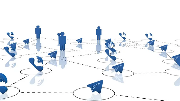 Blue social network icons on white background. — Stock Photo, Image