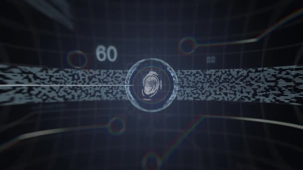 黒のセキュリティシステムの背景に指紋. — ストック動画