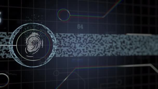 Fingerprint on black security system background. — Stock Video
