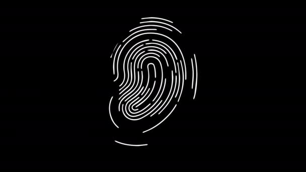 Fingerprint icon isolated on black background. — Stock Video