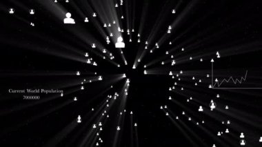 Hareket halindeki insan simgeleriyle siyah arkaplan.