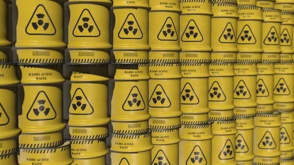 Žluté pozadí s radioaktivním varovným symbolem. — Stock fotografie
