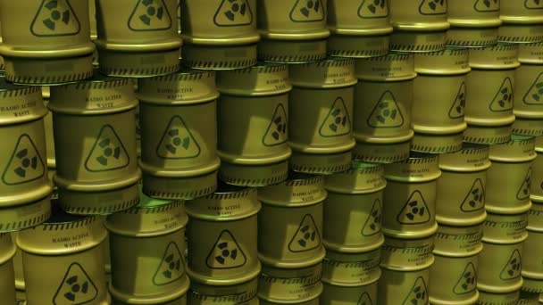 Radioactive waste in yellow containers in 4k video. — Stock Video