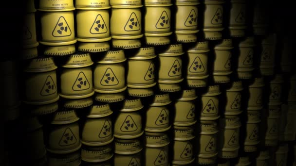 Sárga háttér radioaktív figyelmeztető szimbólummal a 4k videóban. — Stock videók
