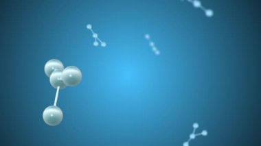 4k videosunda atomlar ve moleküller içeren mavi arkaplan.