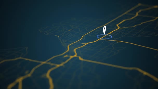 Fundo azul mapa localização aplicativo design em vídeo 4k. — Vídeo de Stock