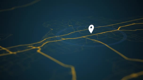 Navegador GPS pin en el mapa de color azul en vídeo 4k. — Vídeo de stock