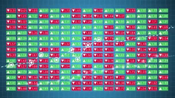 Indicadores de análise de comércio de dados em exibição em vídeo 4k. — Vídeo de Stock