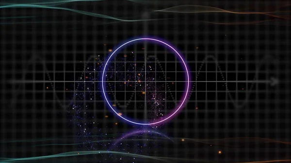 Close up 3d rendering shot of sine wave and circle. — Stock Photo, Image