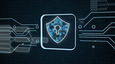 Soyut teknoloji arkaplan fotoğrafına dijital asma kilit.