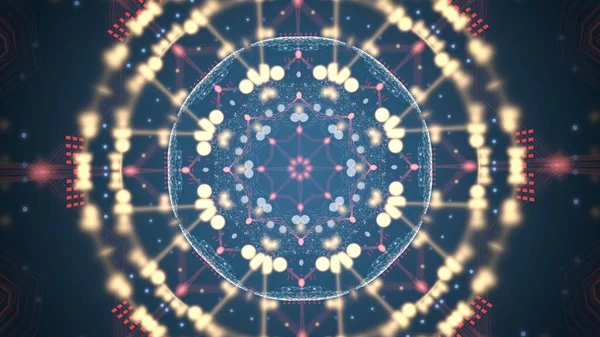 3d иллюстрация футуристического тоннеля из геометрических цветных частиц. — стоковое фото