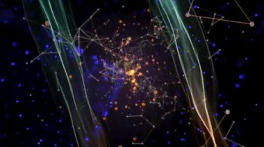 Plexus parçacıkları ile 4k fütüristik tünel videosu.