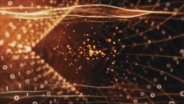 幾何学的な粒子で作られた未来的なトンネルの4kビデオ. — ストック動画