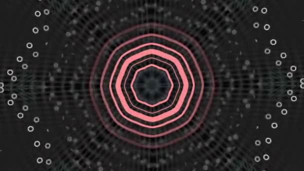 4k video av geometriska tunnel rosa cirklar på mörkblå bakgrund. — Stockvideo