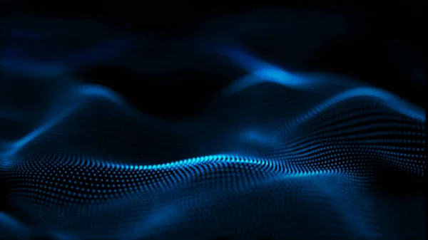 3D-illustration av abstrakt blå bakgrund med en dynamisk våg. — Stockfoto