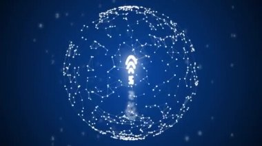 Dünya gezegeninin 4k video görüntüsü uzaydan Wi-Fi işareti ile.