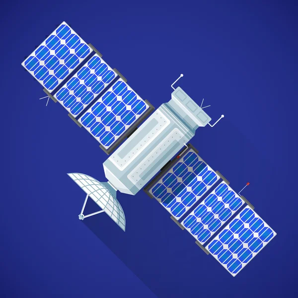 Illustration colorée d'antenne de diffusion spatiale par satellite — Image vectorielle