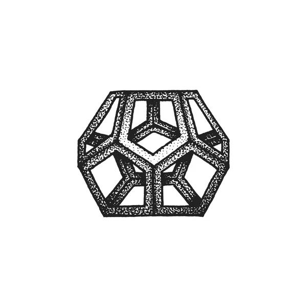 Ilustración de poliedro estilo punteado dibujado a mano — Archivo Imágenes Vectoriales
