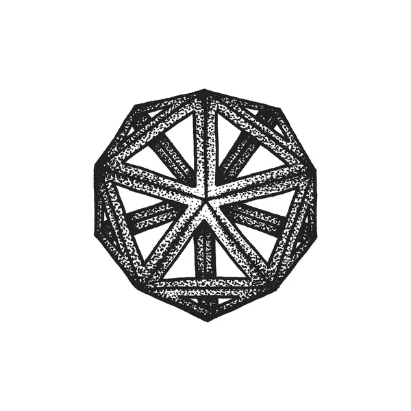 Disegnato a mano stile punteggiato poliedro illustratio — Vettoriale Stock