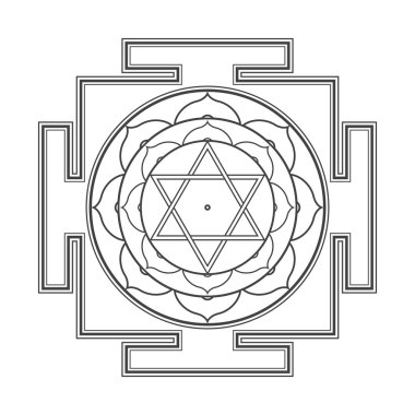 monocrome anahat Bhuvaneshwari yantra illustratio
