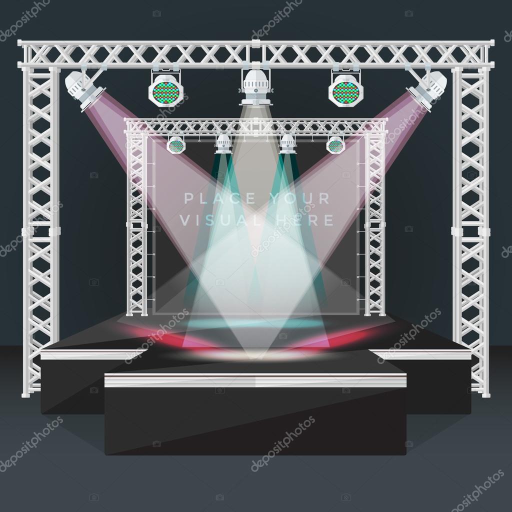 Download Color Flat Podium Stage Banner Back Lights Truss Illustratio Stock Vector C Trikona 104473092 Yellowimages Mockups