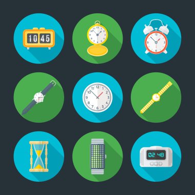 vektör düz tasarım saati simgeler se