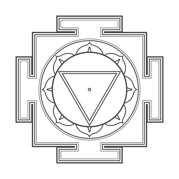 Monocrome 개요 타 라 yantra illustratio — 스톡 벡터