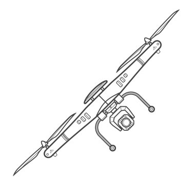 vektör anahat quadcopter dron illustratio