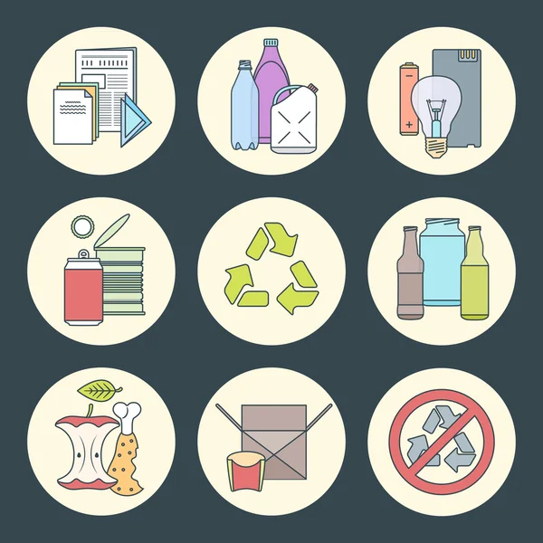 Vetor reciclar ícone de segregação de resíduos — Vetor de Stock
