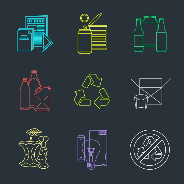 Vetor reciclar ícone de segregação de resíduos — Vetor de Stock