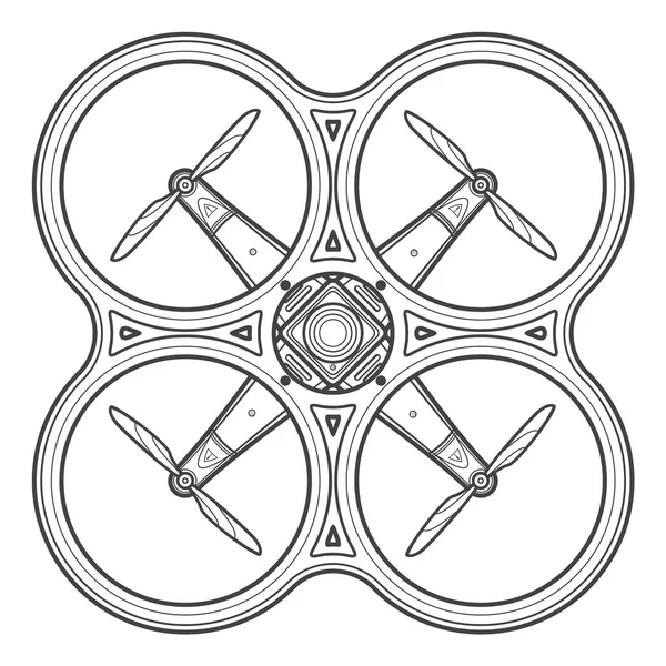 Vektoru obrys quadcopter hukot illustratio — Stockový vektor