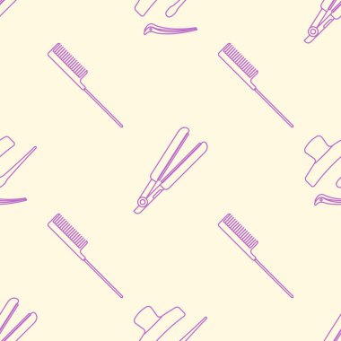 deco hairdresser tools seamless patter