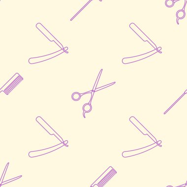 deco hairdresser tools seamless patter