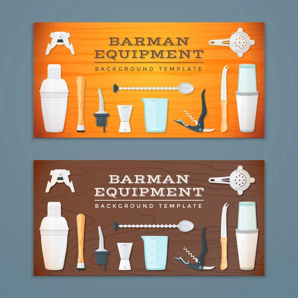 Barman tools banner achtergronden sjabloon — Stockvector