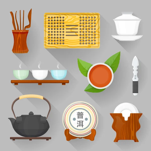 Tea ceremony equipment illustration se — Stock Vector