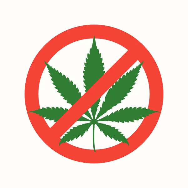 Konopí marihuana plochý zakázáno ikona — Stockový vektor