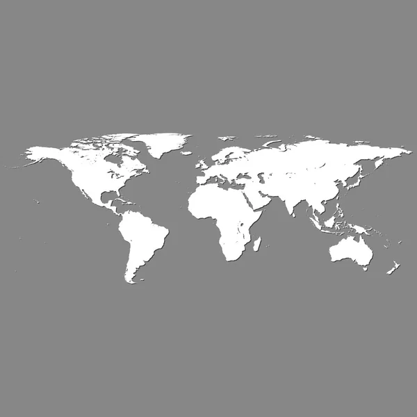 Карта мира белого вектора на сером — стоковый вектор