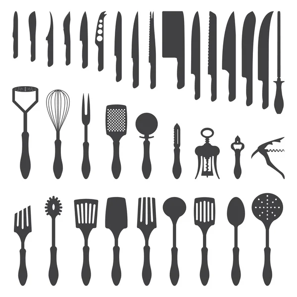 Dinner cutlery silhouette set — Stock Vector