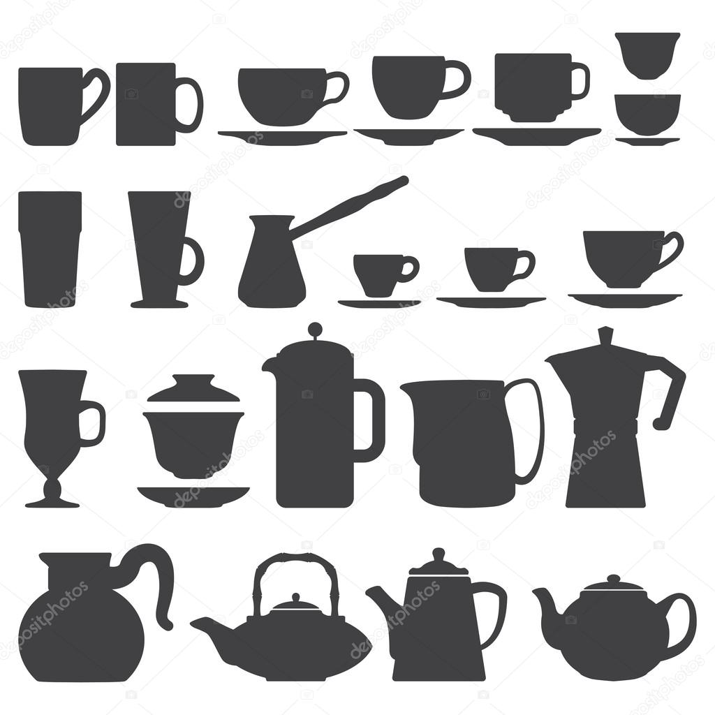 Cups And Pots silhouette set